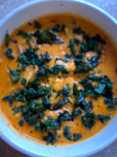 A picture of Kaju Turiyanu shakCashew nuts and ridge gourd curry.