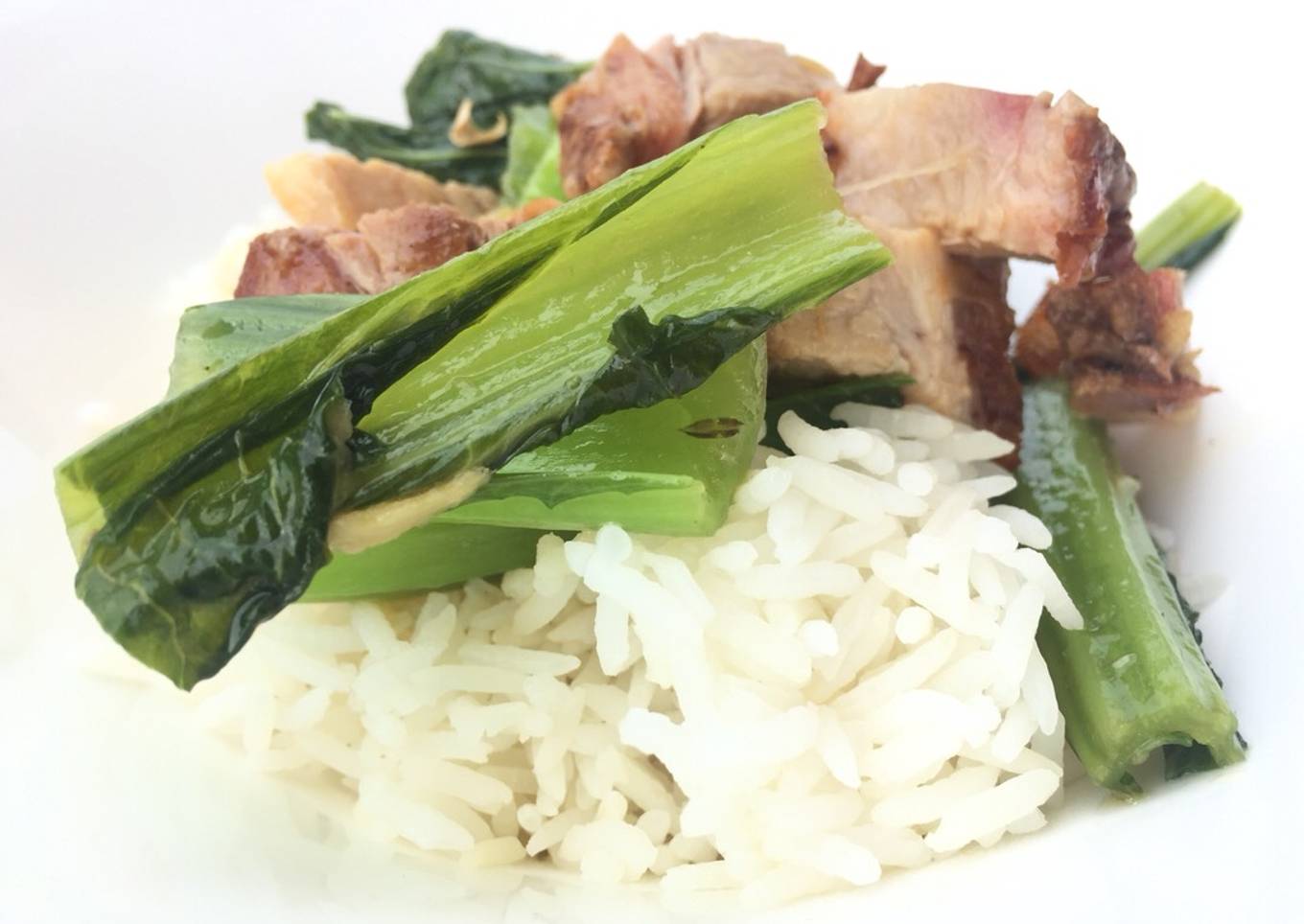 Mustard Green And Roasted Pork Stir Fry (Kai Choy)