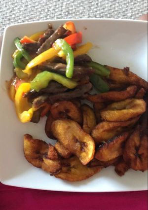 A picture of Spicy Sweet & Sour Stir Fry with Plantain.