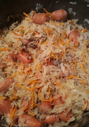 A picture of Sauerkraut Sausage and Hotdogs.