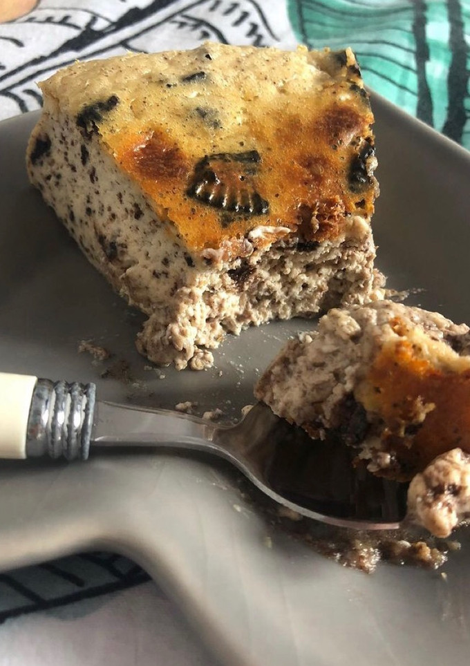Una foto de Oreo cheesecake sin gluten