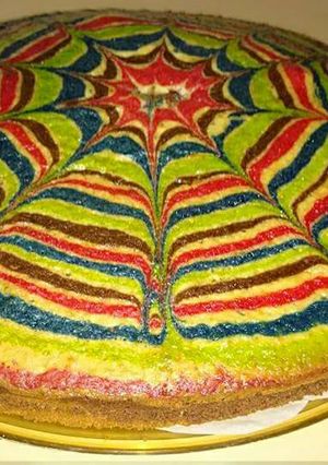 صورة لوصفة كيكة قوس قزح المميزة😍
