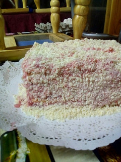 Una foto de Torta panqueque frutilla con chocolate blanco