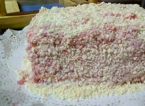 Una foto de Torta panqueque frutilla con chocolate blanco