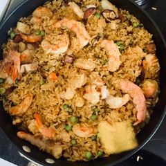 A picture of Chorizo and Seafood Brown Rice Paella.