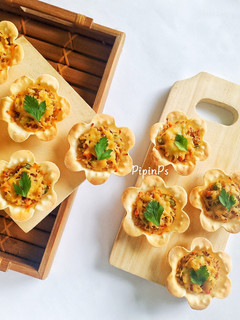 Foto resep Nasi Panggang Pangsit Bunga Kriuk (Cheese Baked Rice Dumpling)