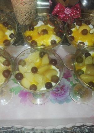صورة لوصفة كاسات الكنافة بالفواكه😍