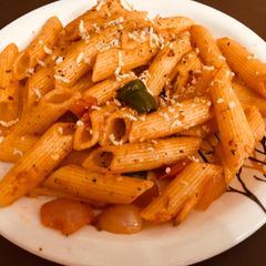 A picture of Red sauce pasta.