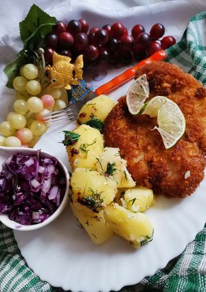 Zdjęcie przepisu Ryba panga w panierce z płatków kukurydzianych.