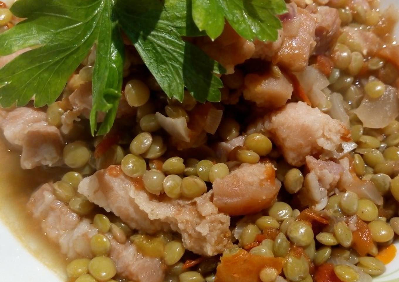 Guiso de lentejas con panceta