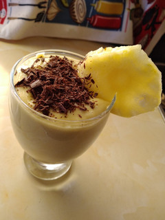 A picture of Banana,avocado, pineapple smoothie#favoriteeasterrecipe.