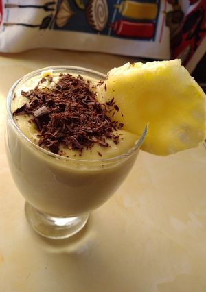 A picture of Banana,avocado, pineapple smoothie#favoriteeasterrecipe.