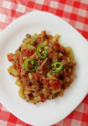 Csirkemájas lecsó recept fotója