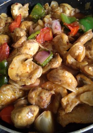 A picture of Chilli garlic mushroom.
