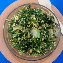 A picture of Gajar Saag (Carrot leaves) stir fried with coconut.