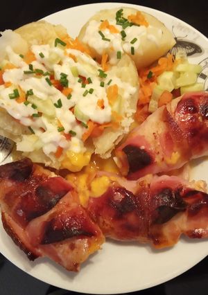 Una foto de Filetes de pollo relleno al horno con zumo de naranja