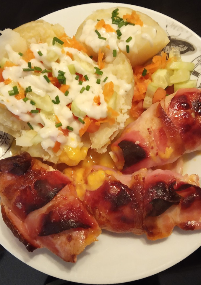 Una foto de Filetes de pollo relleno al horno con zumo de naranja