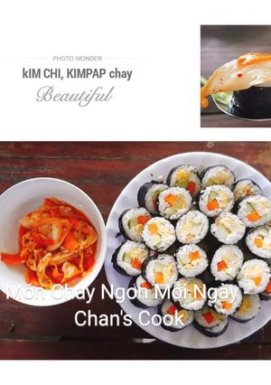 Hình của món Kimpap hàn quốc chay.