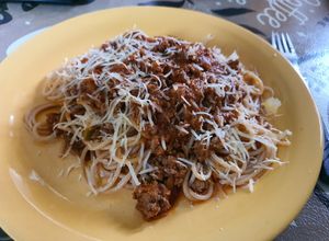 Una foto de Salsa bolognesa con fideos