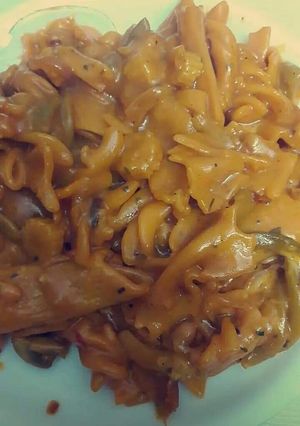 A picture of Red sauce pasta.