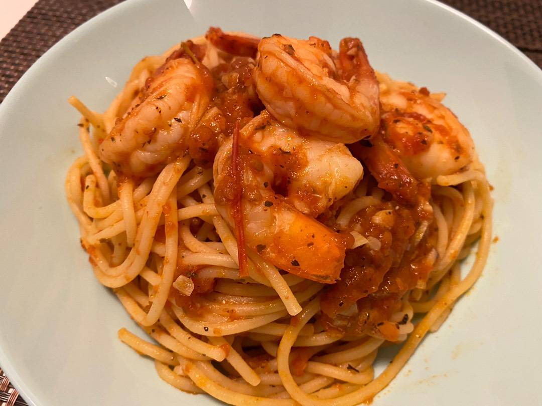 Paradicsomos-garnélás spaghetti recept recept fotó