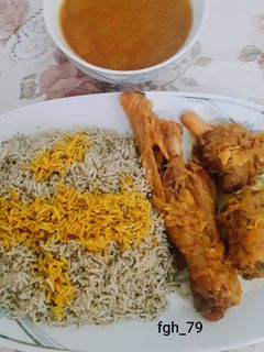 عکسی از دستور ماهیچه با شوید پلو🍖😋