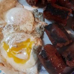 A picture of Simple Smoked Sausage and Eggs.