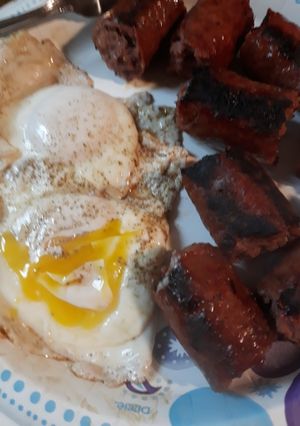 A picture of Simple Smoked Sausage and Eggs.