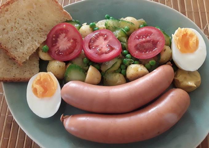 Step-by-Step Guide to Prepare Super Quick Homemade Sig's Potato, Cucumber and Pea Salad