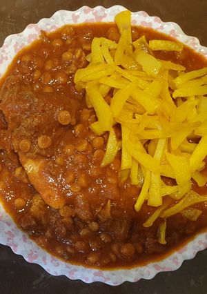 عکسی از دستور خورش قیمه + سیب زمینی