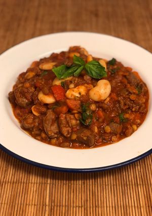 A picture of Game meat, butter bean and lentil cassoulet.