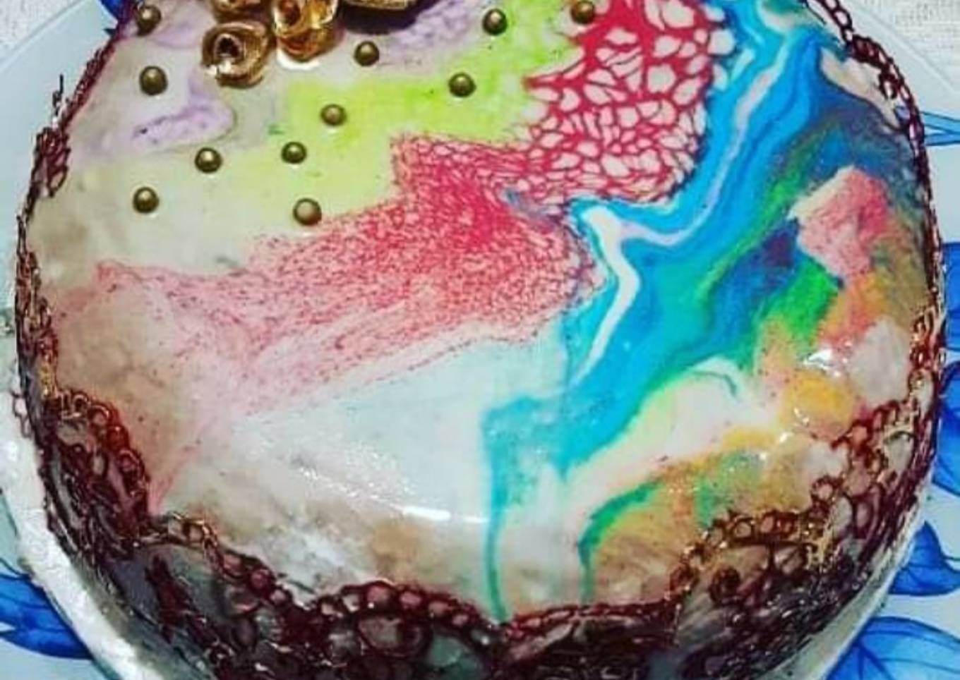 Rainbow Mirror Glazed Mousse Cake