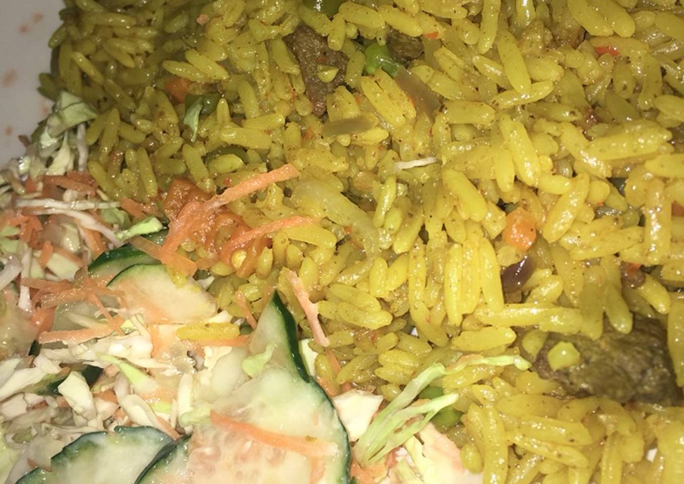 Fried rice and coleslaw