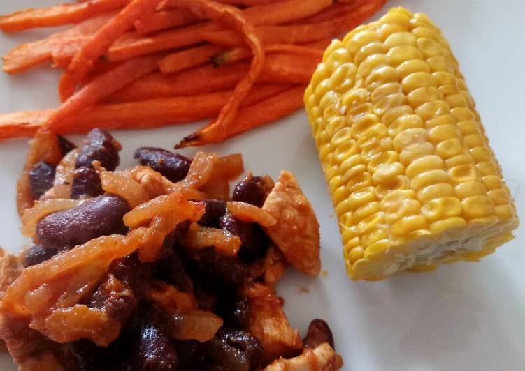 Simple Way to Prepare Quick Cajun chicken and sweet potato chips
