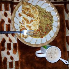 A picture of Indomie with minced meat.
