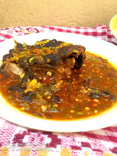 A picture of Traditional Goatmeat Okra Soup.