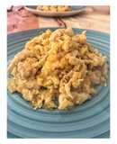 Timbal de gallo con pimiento, patata, cebolla y huevo 👩🏻‍🍳
