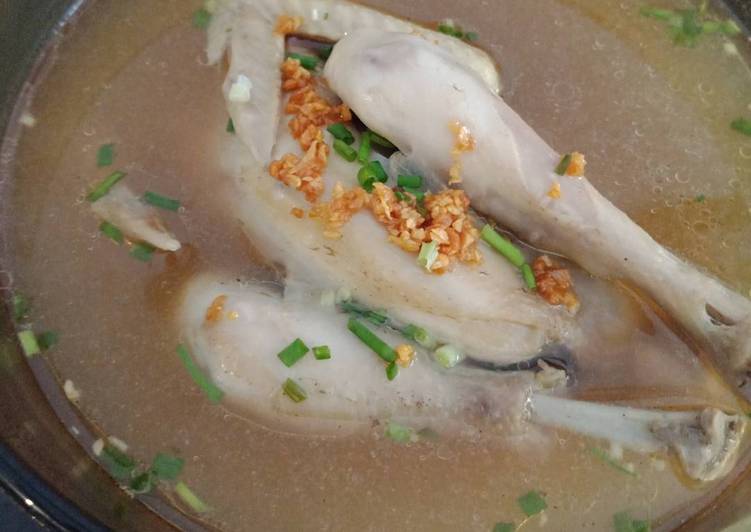 Cara menyiapkan Sup ayam kampung dgn caisim pickles  yang Bikin Ngiler