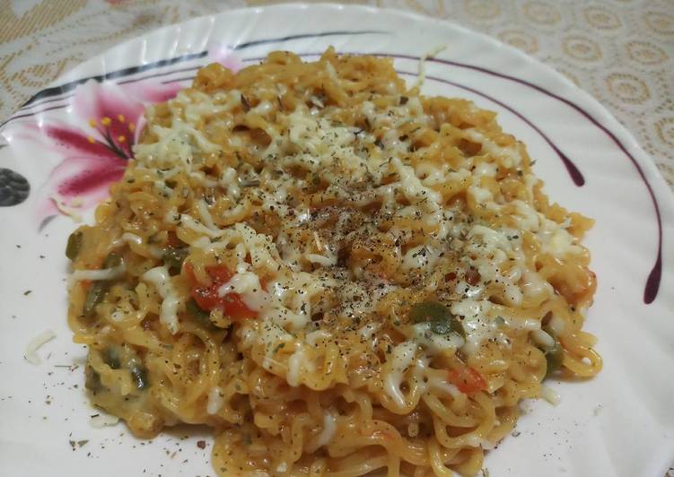 Steps to Prepare Perfect Cheese capsicum maggi noodles