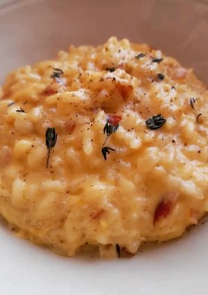 Una foto de Risotto a la carbonara