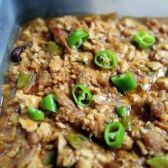 A picture of Green chilli qeema.
