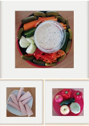 Une photo de Légumes crus au jambon blanc