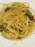 Spaghetti in padella 48 bottarga e carciofi