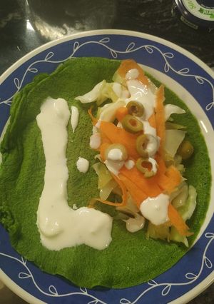 Una foto de Crepe de espinacas estilo "kebab"