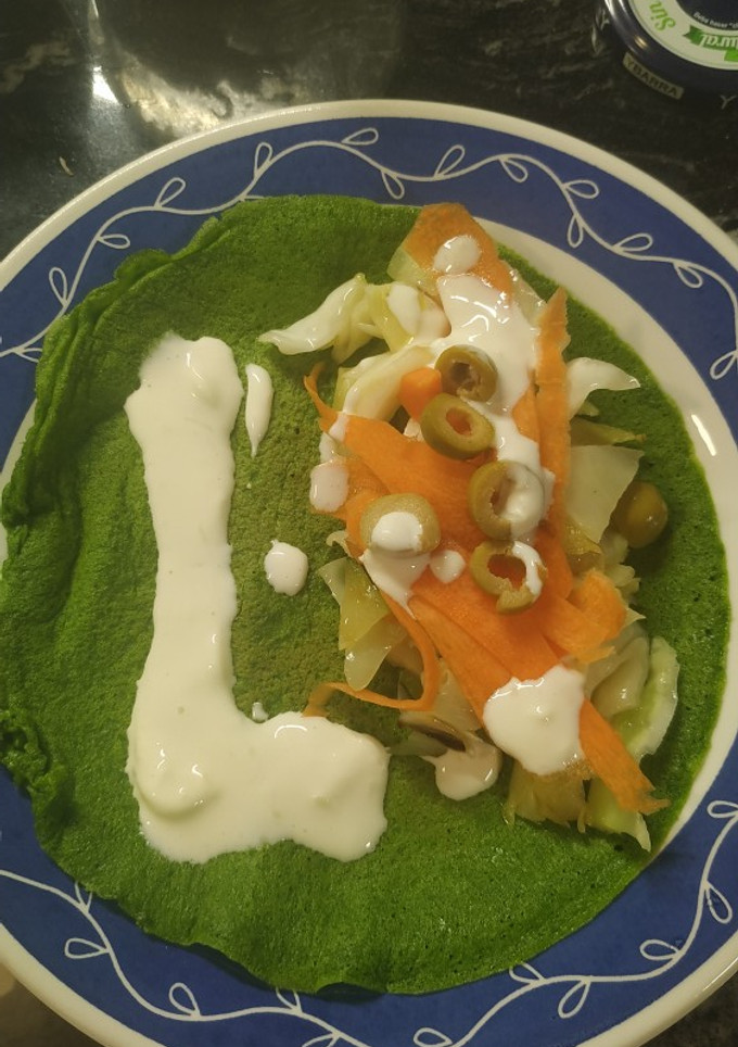Una foto de Crepe de espinacas estilo "kebab"