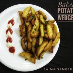 A picture of Baked potato wedegs.