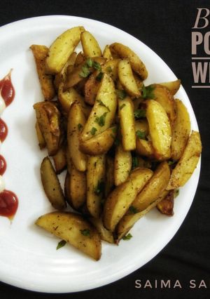 A picture of Baked potato wedegs.