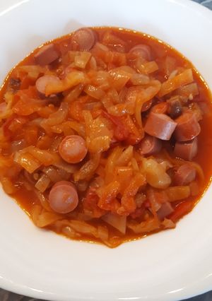 Lecsó virslivel recept fotója