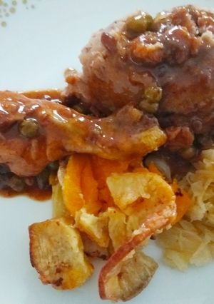 A picture of Roasted sweet potatoes and butternut.