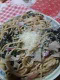Fideos integrales con salteado de rabanitos de mi huertojardín
